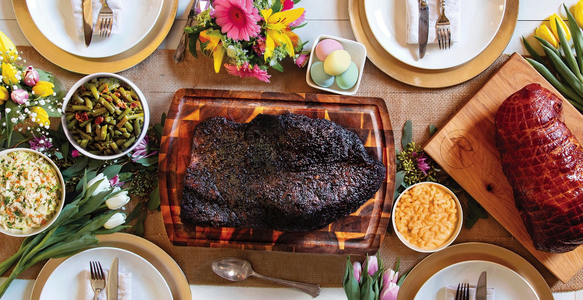 Easter meal on table